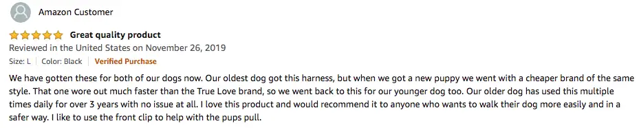 Great Quality Dog Harness AMAZON CUSTOMER