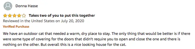 Donna Hasse's review of this kitty house