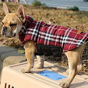 Kuoser Cozy British Style Plaid Dog Vest Winter Coat